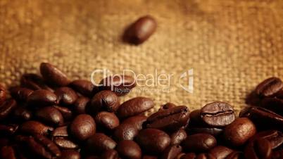 Coffee Beans Falling. Macro