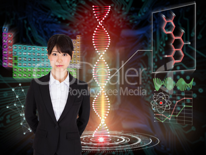 Composite image of serious businesswoman