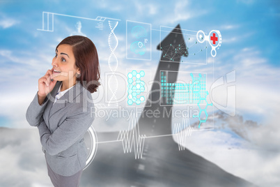 Composite image of smiling thoughtful businesswoman