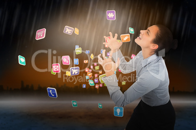 Composite image of furious businesswoman gesturing Composite image of furious businesswoman gesturing