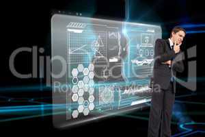 Composite image of thinking businessman touching chin