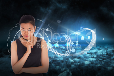 Composite image of thinking businesswoman