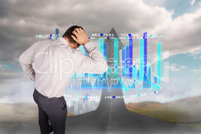 Composite image of thinking businessman scratching head