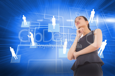 Composite image of thinking asian businesswoman