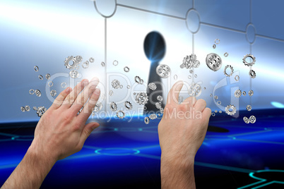 Composite image of hands pointing and presenting