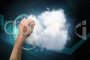 Composite image of hand presenting
