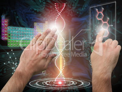 Composite image of hands pointing and presenting