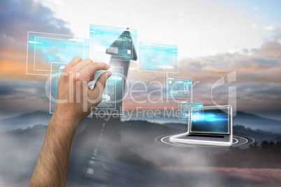 Composite image of hand presenting Composite image of hand presenting
