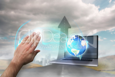Composite image of hand presenting Composite image of hand presenting