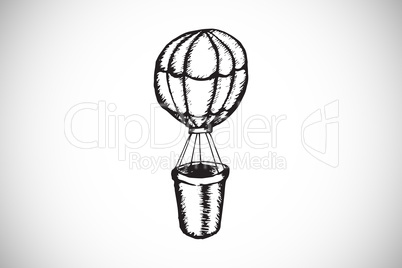Composite image of hot air balloon doodle