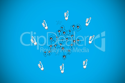 Composite image of light bulb and community doodle Composite image of light bulb and community doodle