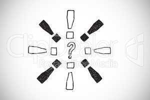 Composite image of question mark doodle with exclamation marks