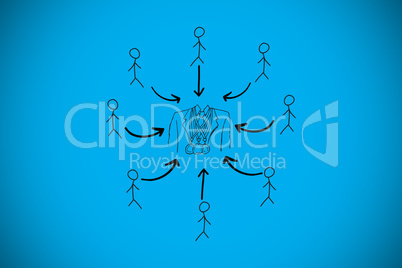 Composite image of businessman with medals doodle