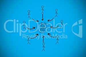 Composite image of businessman with medals doodle