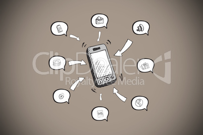 Composite image of smartphone and app icons