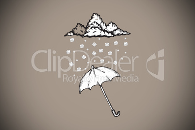 Composite image of umbrella doodle