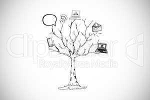 Composite image of application tree doodle