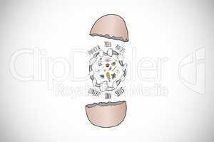Composite image of ideas hatching from egg
