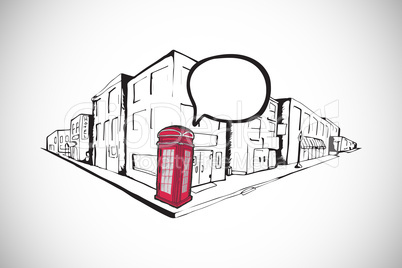 Composite image of phone box on street doodle