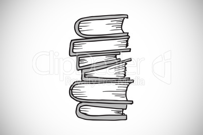 Composite image of stack of books doodle