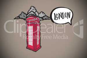 Composite image of london doodle with phone box