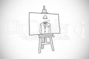 Composite image of businessman doodle on easel