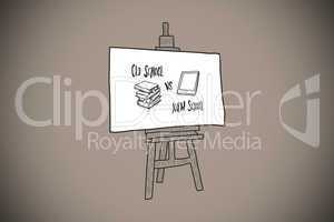 Composite image of old school vs new school doodle on easel