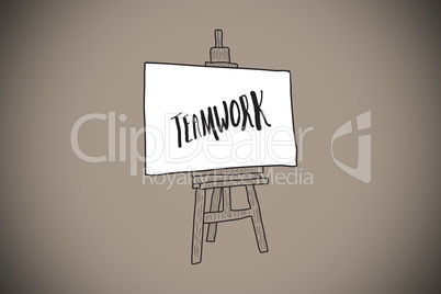 Composite image of teamwork text on easel