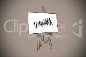 Composite image of teamwork text on easel