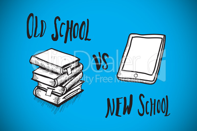 Composite image of old school vs new school doodle