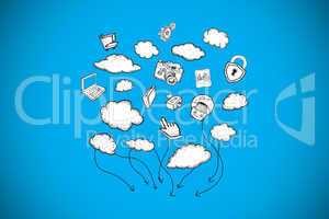 Composite image of cloud computing doodle