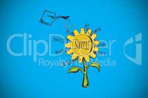 Composite image of success sunflower doodle