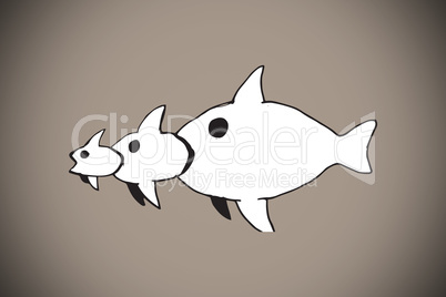 Composite image of fish eating a fish eating a fish