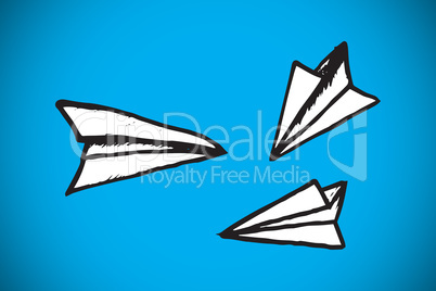 Composite image of paper airplanes doodle