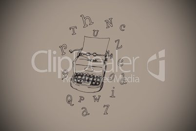 Composite image of typewriter and letters doodle Composite image of typewriter and letters doodle