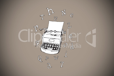 Composite image of typewriter and letters doodle Composite image of typewriter and letters doodle