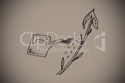 Composite image of watering can doodle