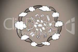 Composite image of cloud computing doodles