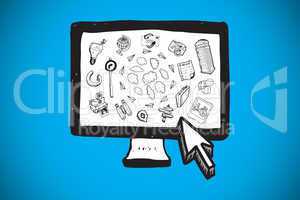 Composite image of cloud computing doodles on computer screen