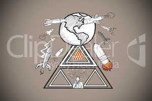 Composite image of abstract global business doodles
