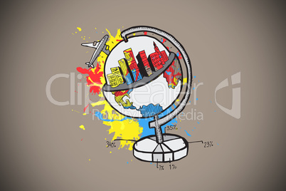 Composite image of global tourism concept on paint splashes