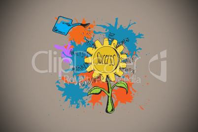 Composite image of success concept on paint splashes