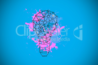 Composite image of light bulb on paint splashes