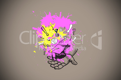 Composite image of ecuation concept on paint splashes