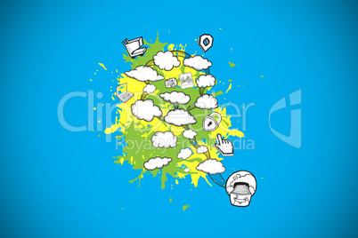 Composite image of cloud computing concept on paint splashes