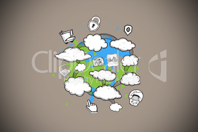 Composite image of cloud computing brainstorm on paint splashes