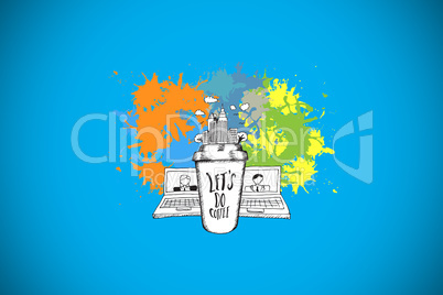 Composite image of networking concept on paint splashes
