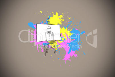 Composite image of businessman presentation on paint splashes