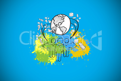 Composite image of global community concept on paint splashes