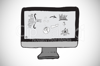 Composite image of business doodles on computer screen